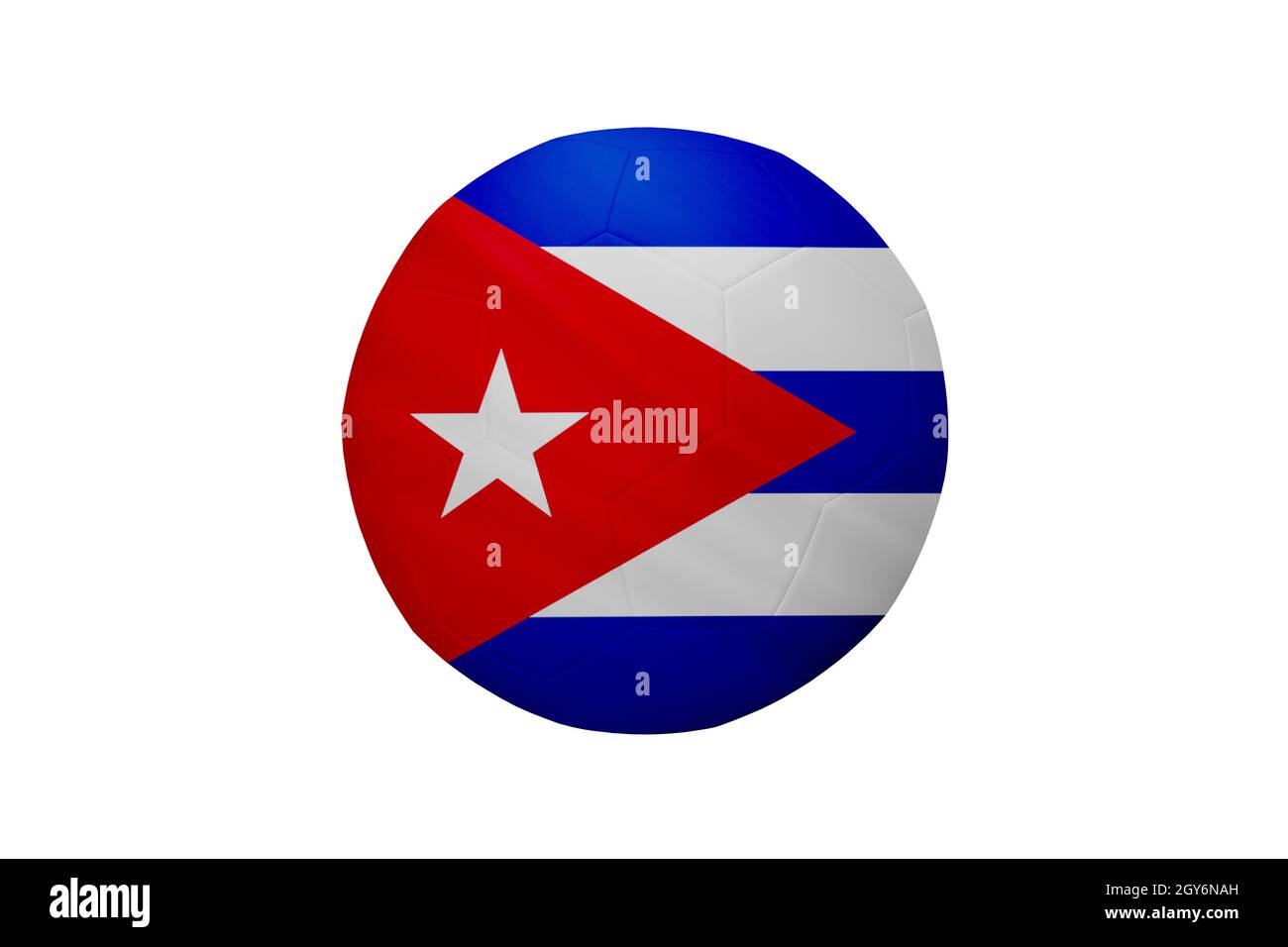 Football in the colors of the Cuba flag isolated on white background. In a conceptual championship image supporting Cuba. Stock Photo