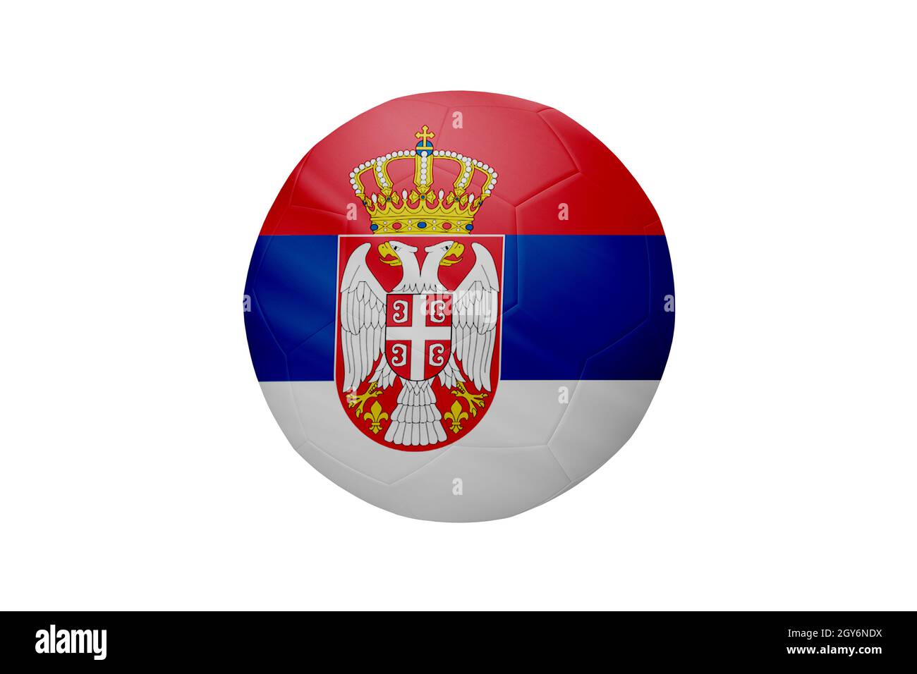 Football in the colors of the Serbia flag isolated on white background. In a conceptual championship image supporting Serbia. Stock Photo