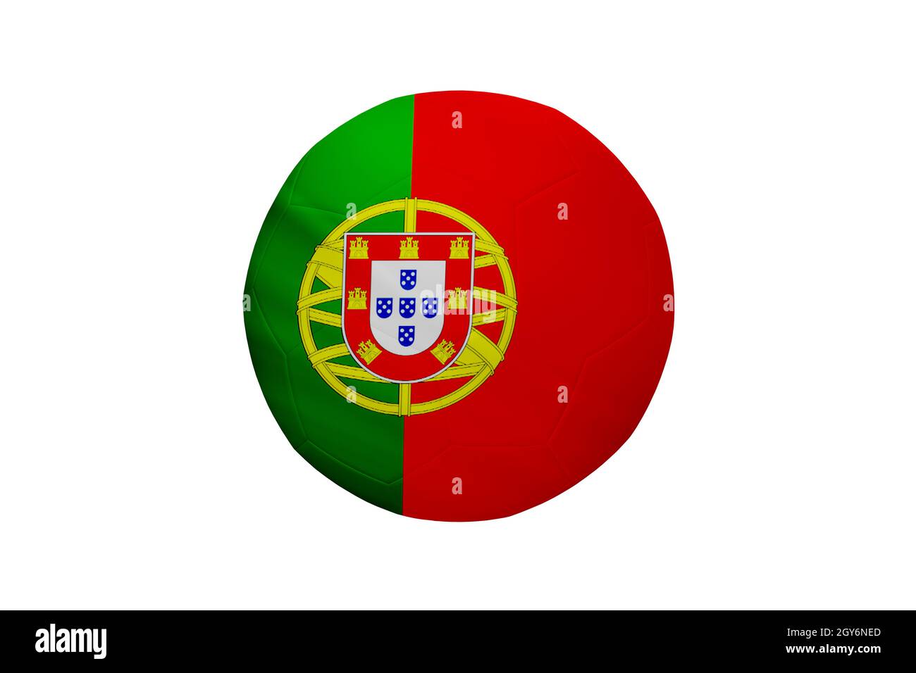 Football in the colors of the Portugal flag isolated on white background. In a conceptual championship image supporting Portugal. Stock Photo