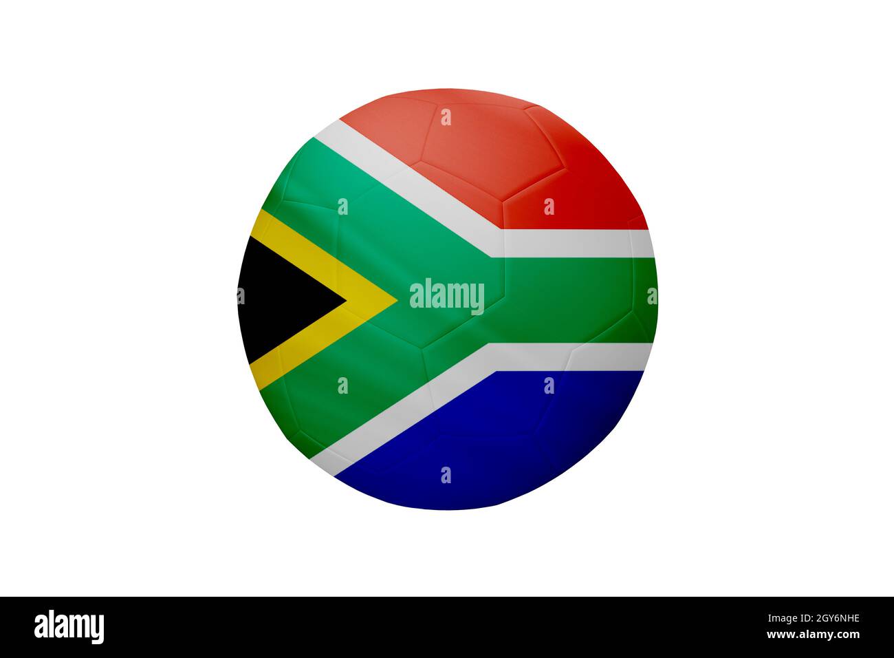 Football in the colors of the South African Republic flag isolated on white background. In a conceptual championship image supporting South African Re Stock Photo