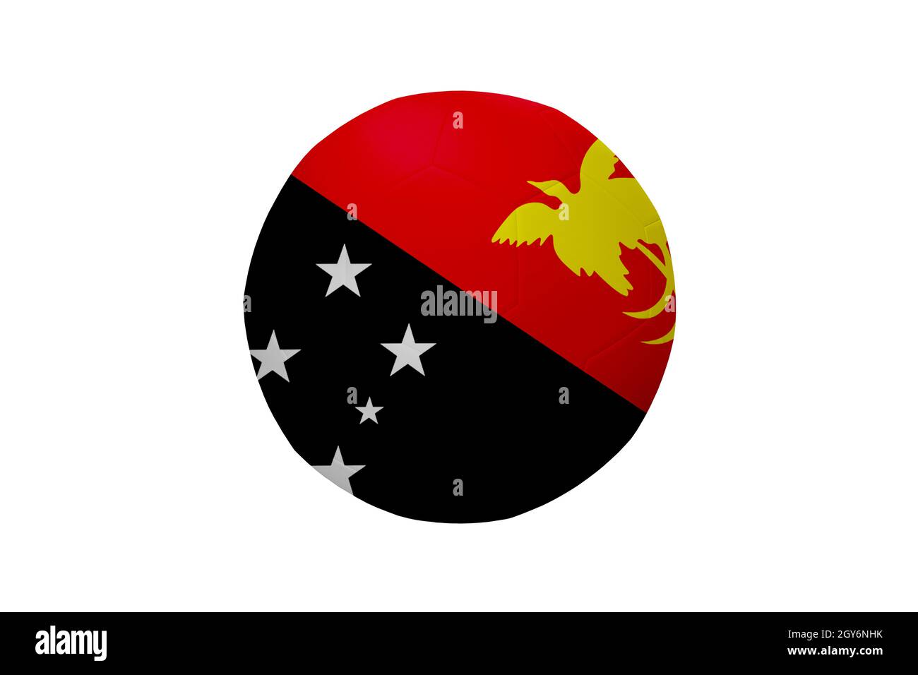 Football in the colors of the Papua New Guinea flag isolated on white