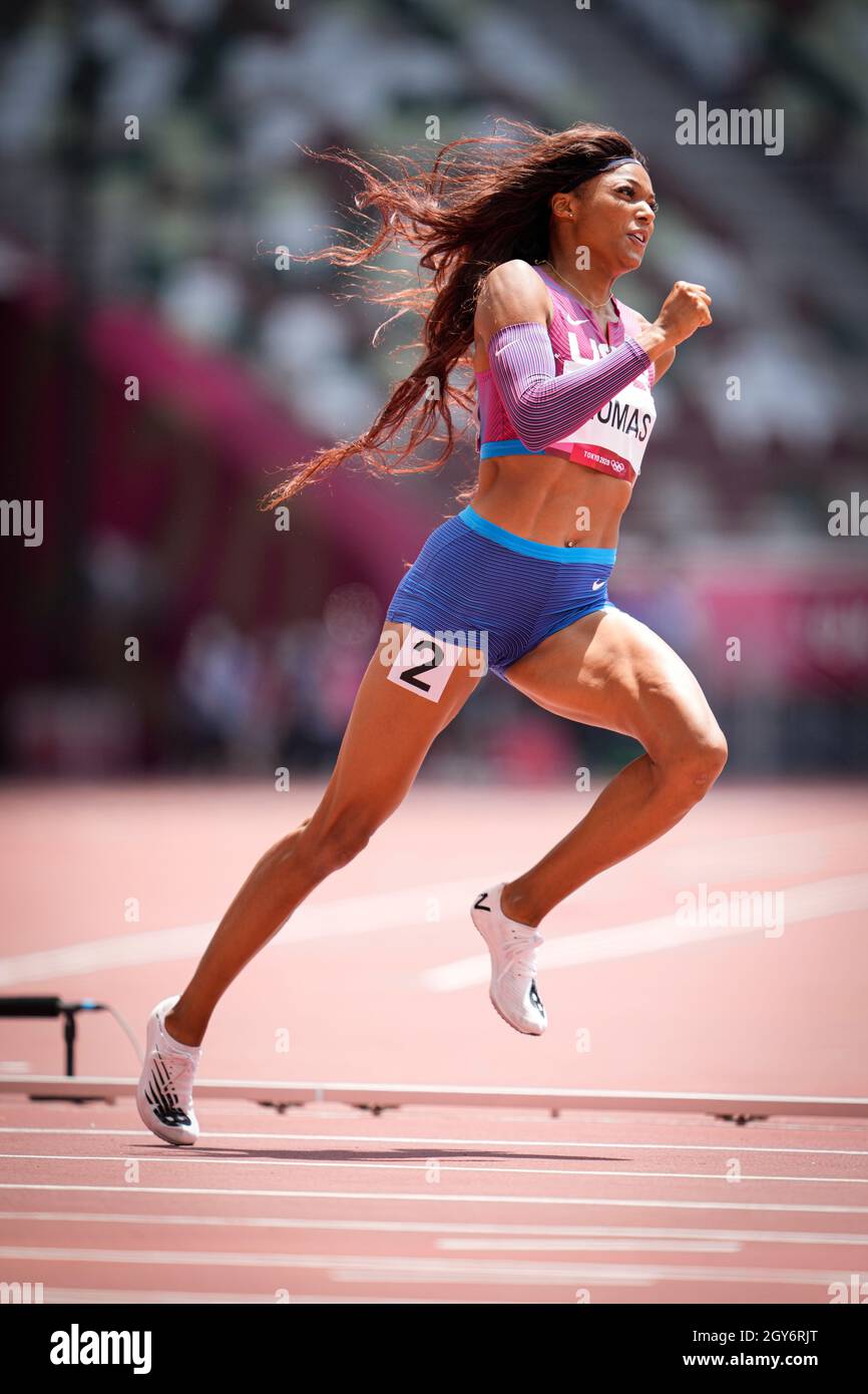 Gabrielle Thomas participated in the 200 m semifinal of the 2020 Tokyo Olympics Games Stock