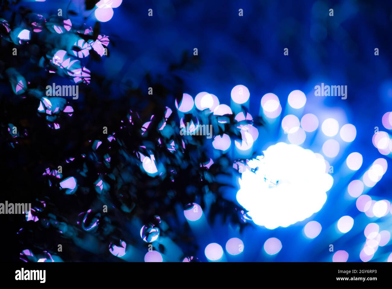 Abstract blue bokeh of blurry lights background Stock Photo - Alamy