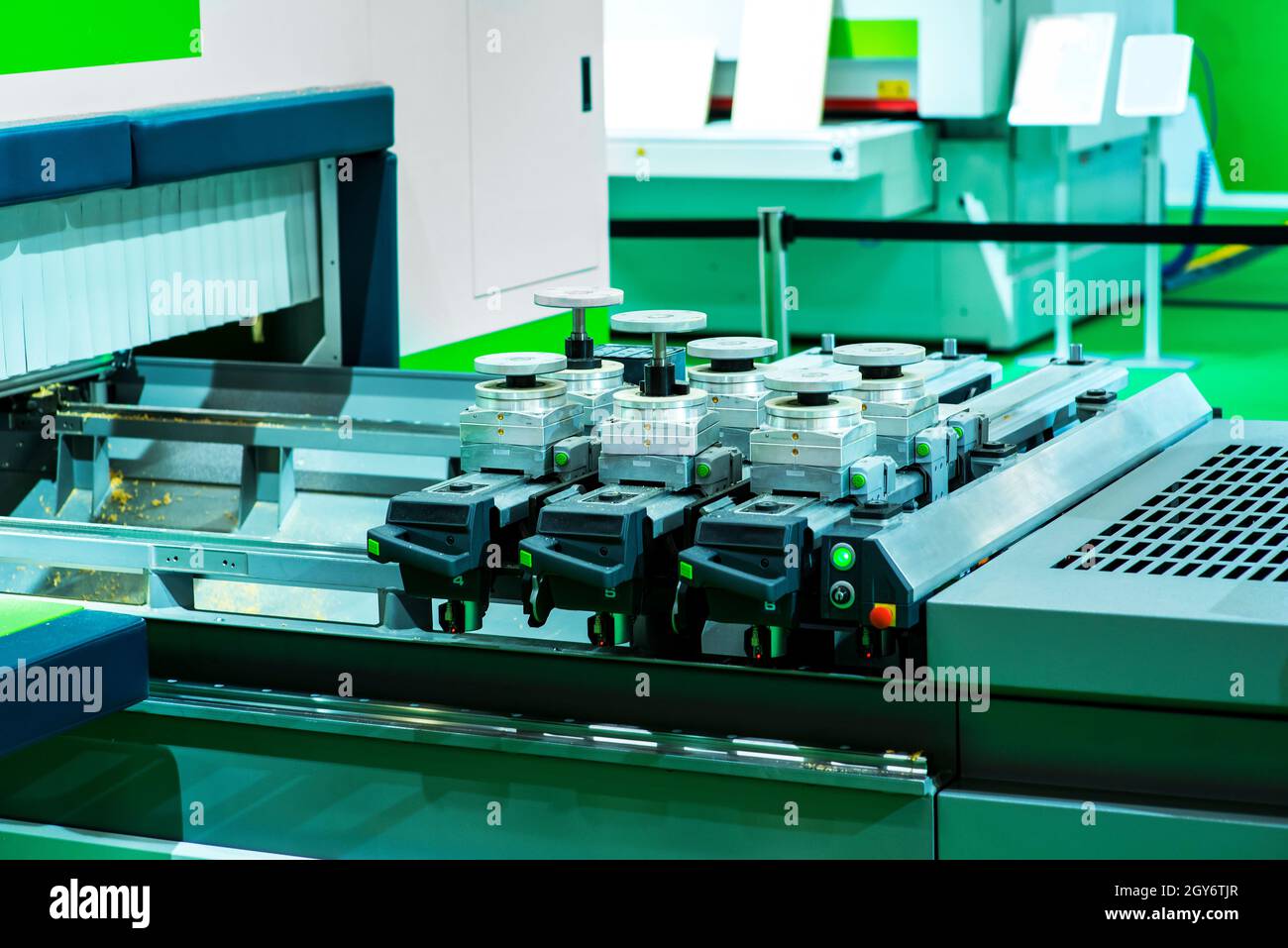 Wood milling machine in action close up process Stock Photo Alamy