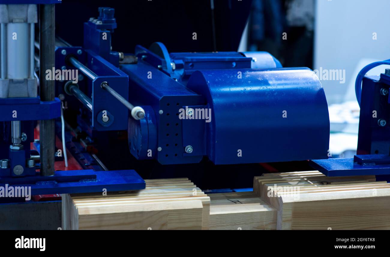 Wood milling machine in action close up process Stock Photo Alamy