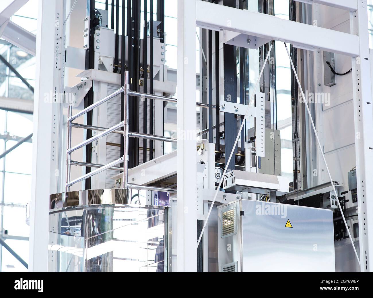 Elevator Installation, Lift Technician Installing a Modern Elevator
