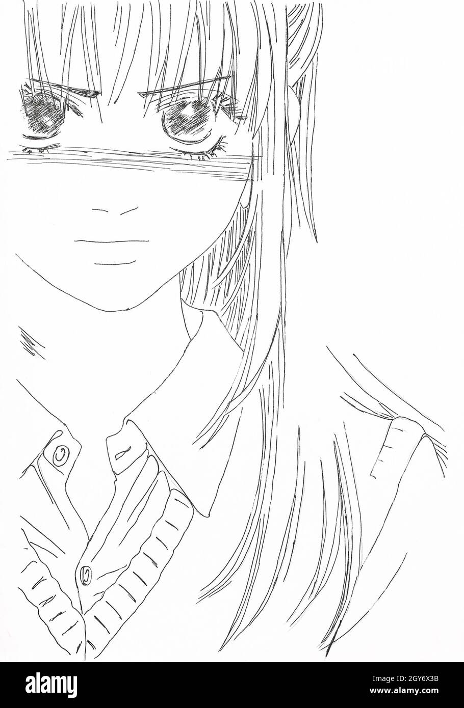 Drawing in the style of anime. Picture of a girl in the picture in the  style of Japanese anime Stock Photo - Alamy