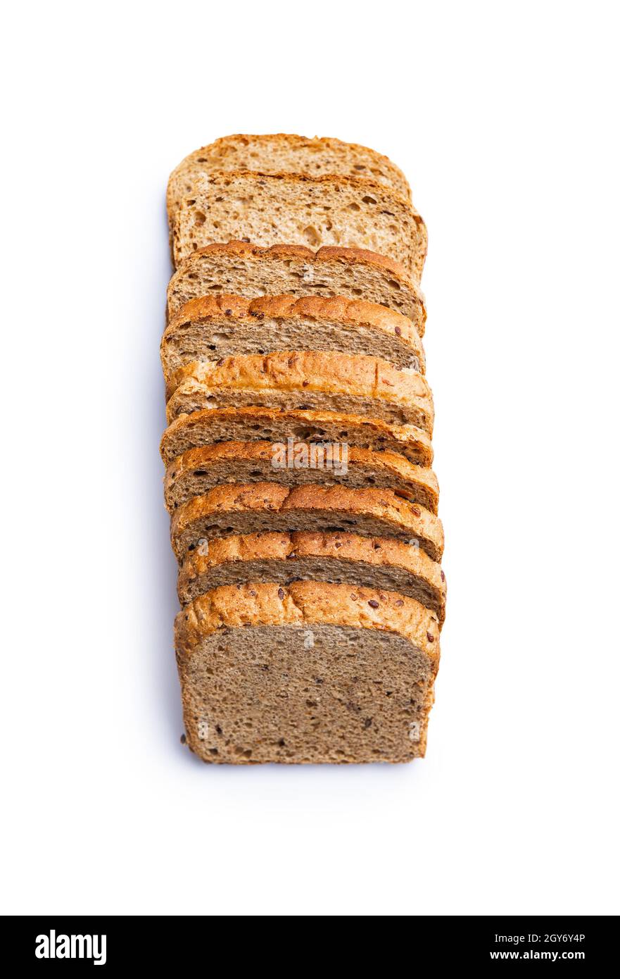 Sliced wholegrain bread isolated on white background Stock Photo - Alamy