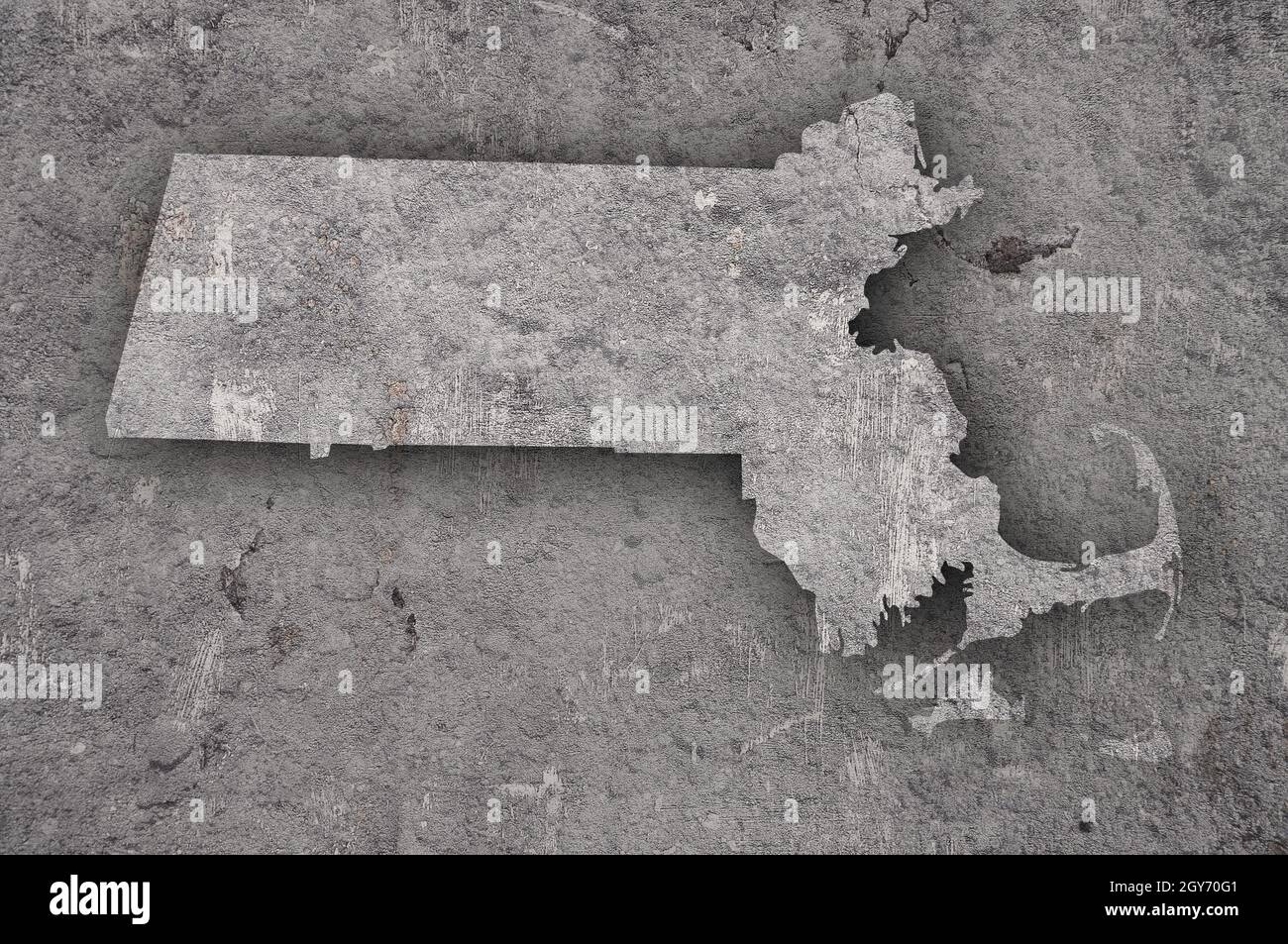 Map of Massachusetts on weathered concrete Stock Photo - Alamy