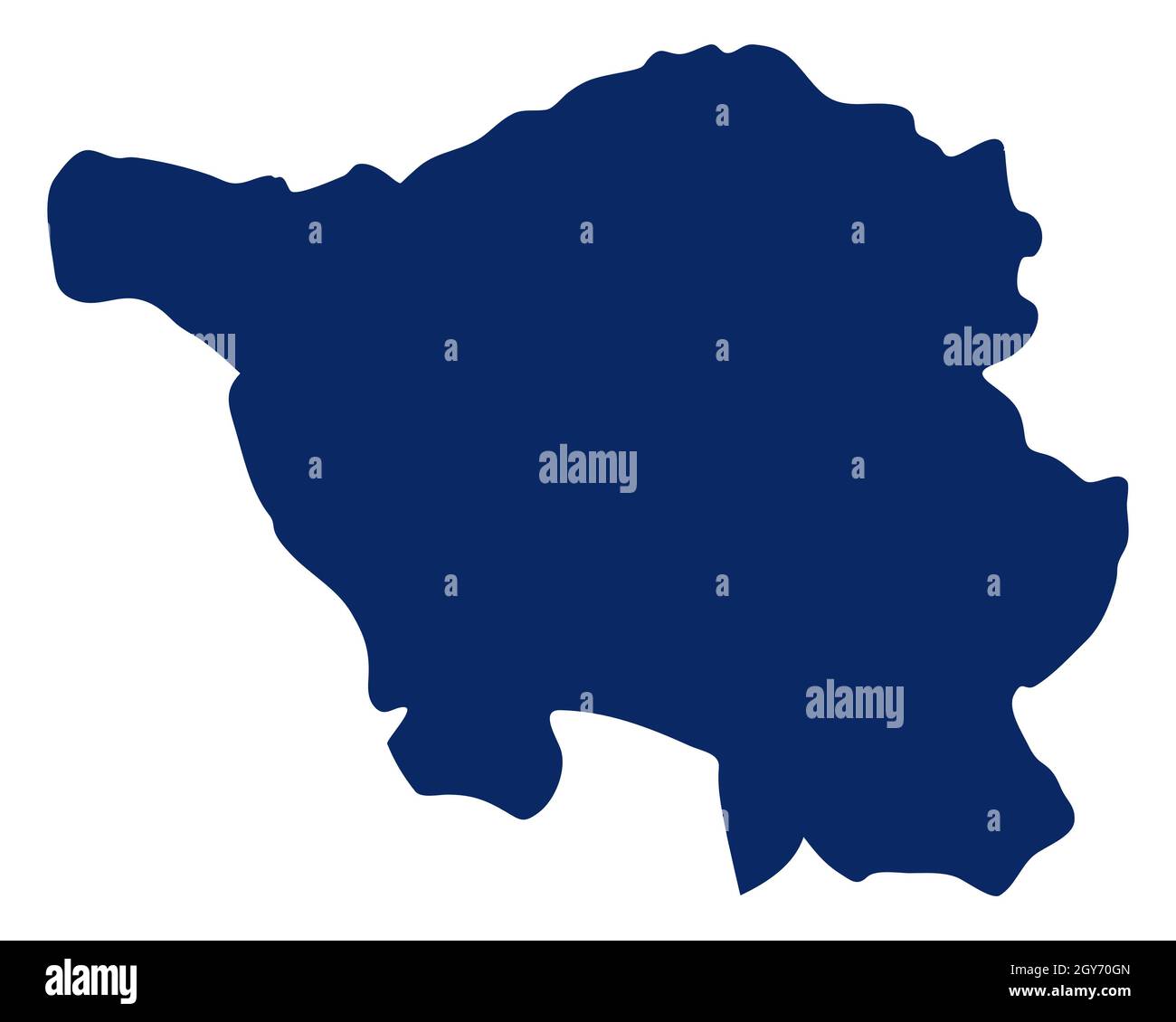 Karte von Saarland in blauer Farbe Stock Photo - Alamy
