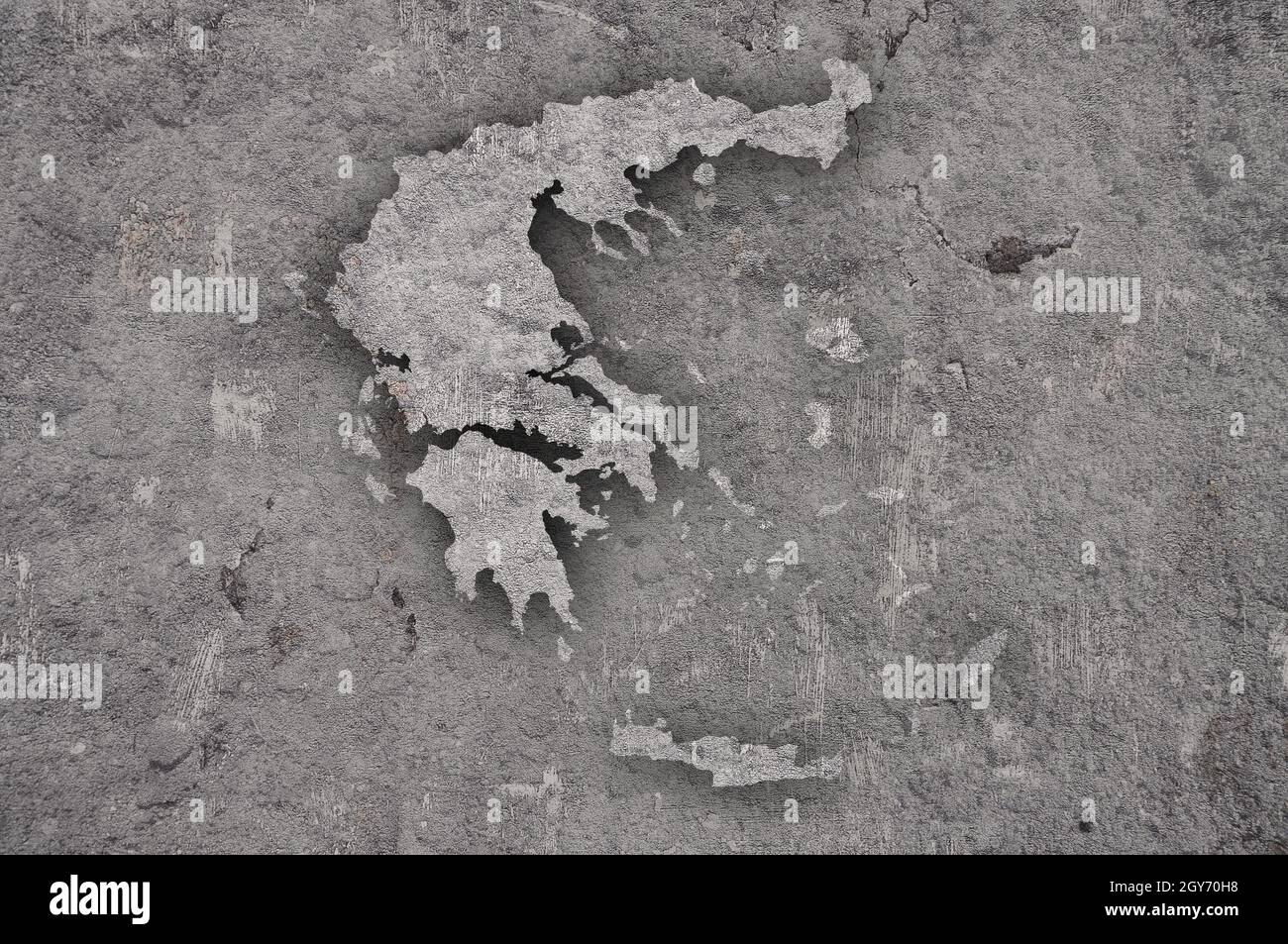 Map of Greece on weathered concrete Stock Photo - Alamy