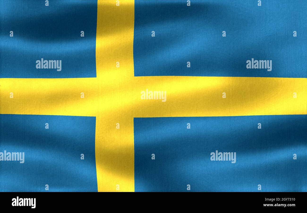 Sweden flag - realistic waving fabric flag Stock Photo - Alamy