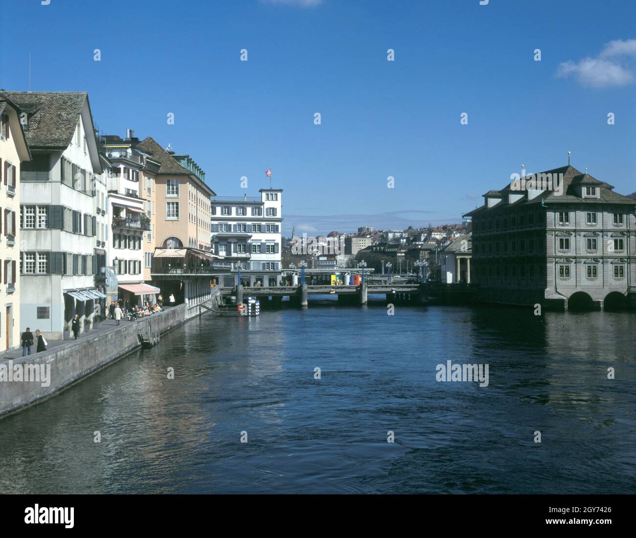 The Limmat River in Zurich Switzerland Stock Photo