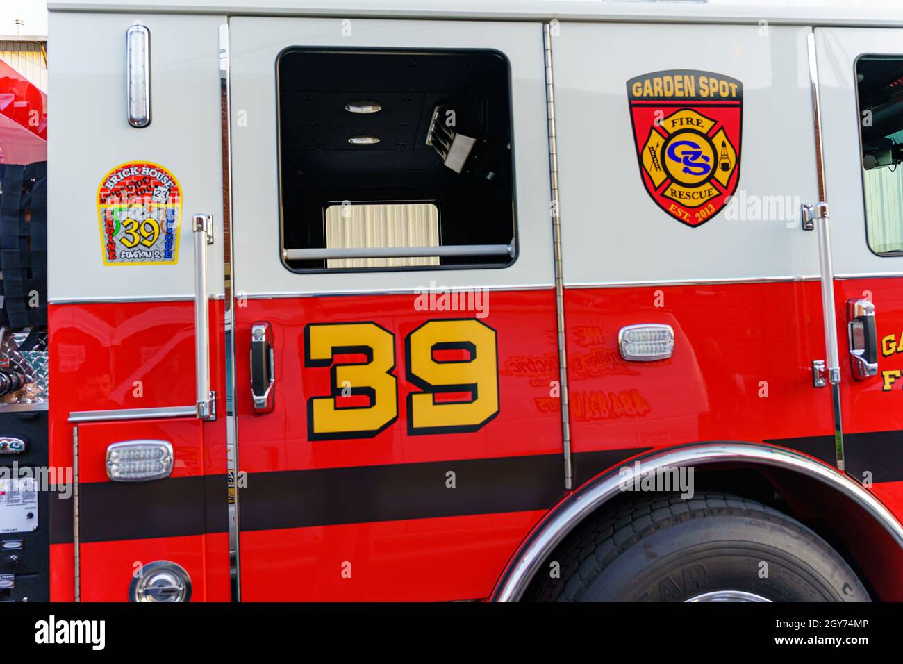 New Holland, PA, USA September 30, 2021 A fire engine was on display