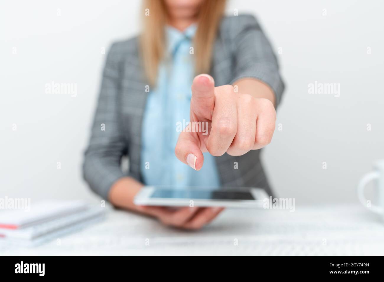 Displaying New Smartphone Technology, Discussing Device Improvements Stock Photo