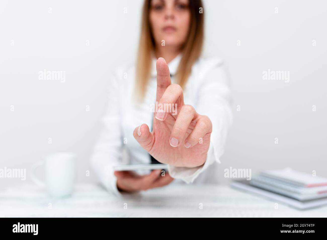 Developer Discussing Gadget Upgrade, Presenting Technical Specs Stock Photo