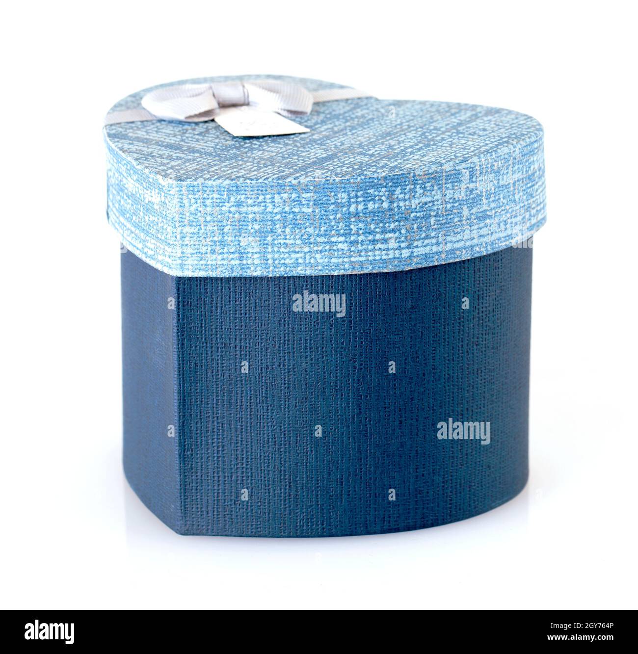 The big blue gift box in the form of a heart isolated Stock Photo