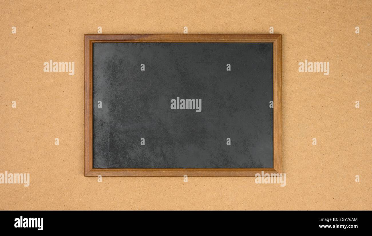 empty rectangular brown wooden frame on a brown background, copy space Stock Photo