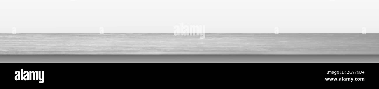 Metal kitchen countertop, iron texture, large table on a white background - illustration Stock Photo