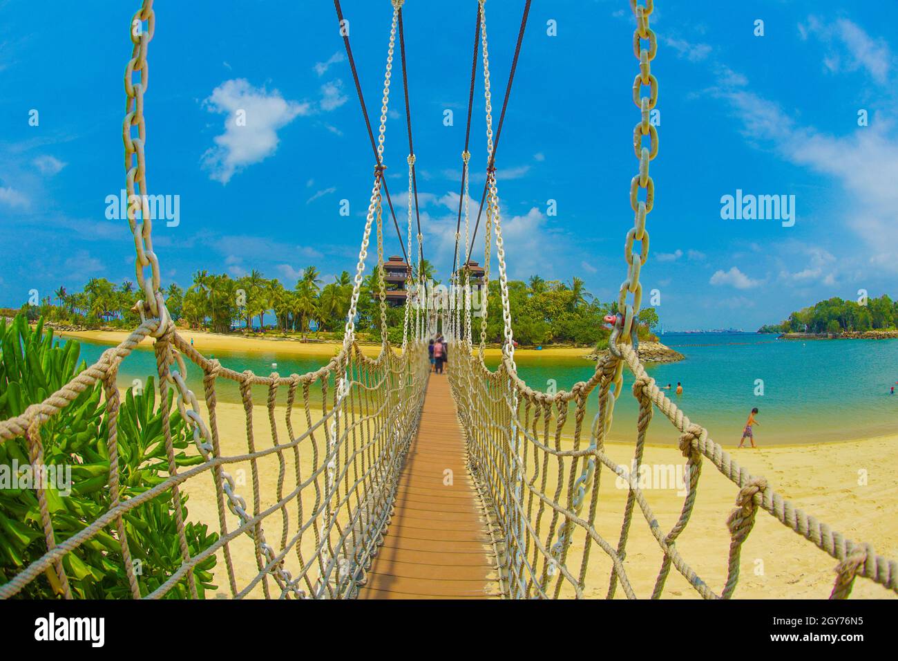 Suspension bridge of Singapore Sentosa Island. Shooting Location ...