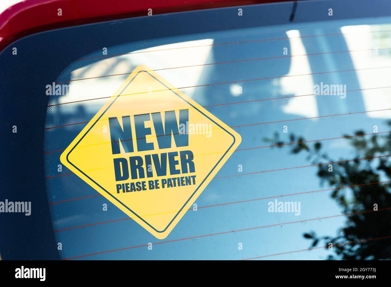 New Driver Attention Warning. Novice Car Safety Stock Photo Alamy