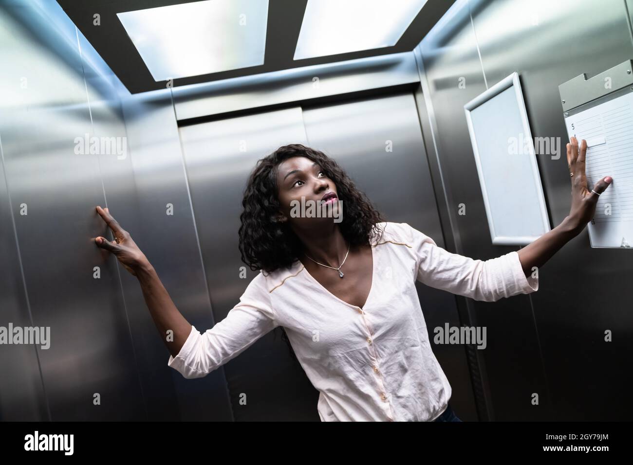 Trapped Or Stuck Inside Elevator. Fear And Agoraphobia Stock Photo Alamy