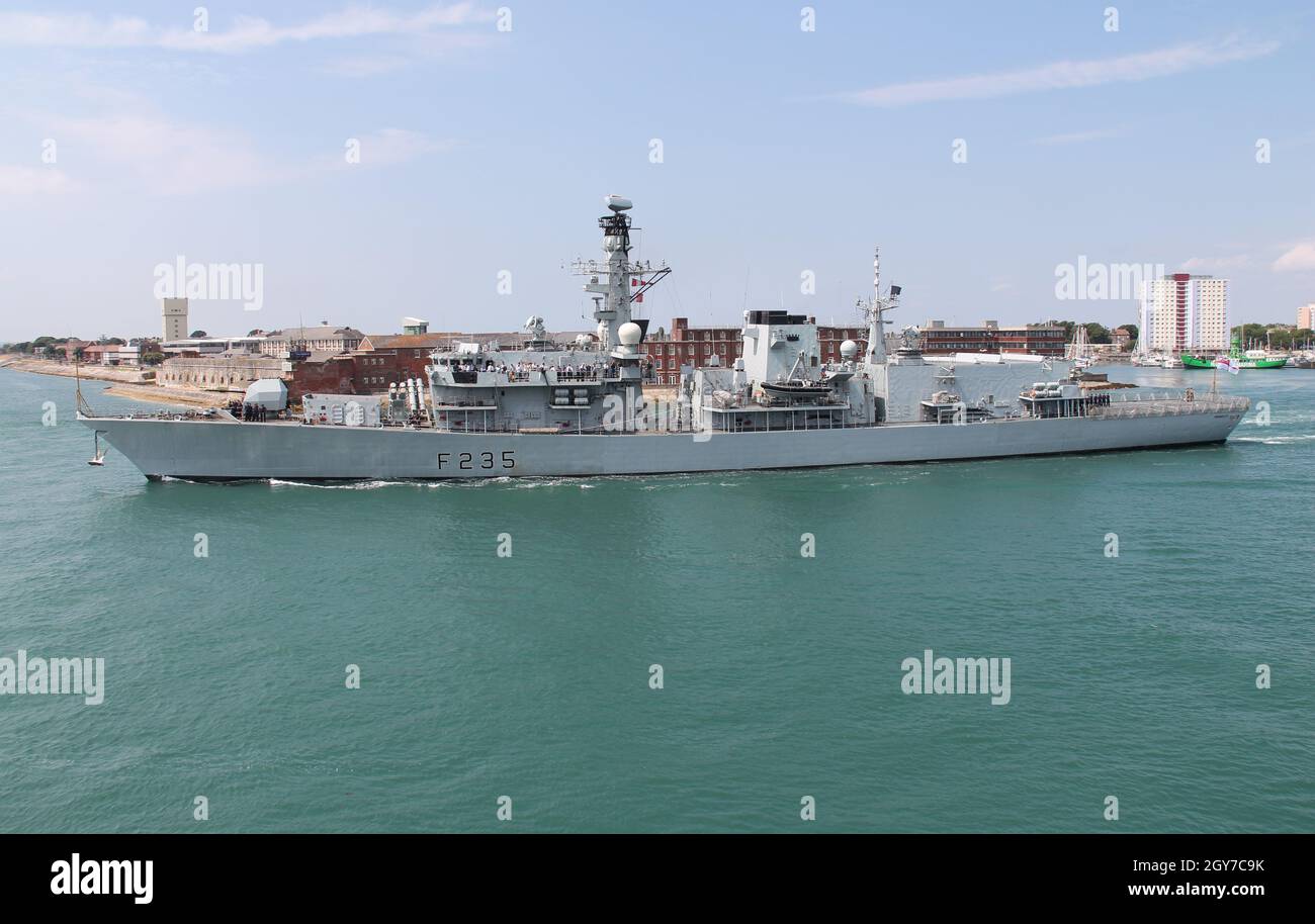 The Royal Navy Duke Class Type 23 Frigate Hms Monmouth F235 Departs