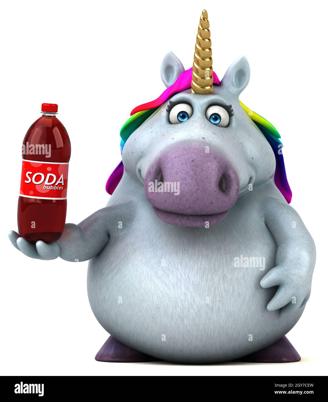 Fun unicorn - 3D Illustration Stock Photo