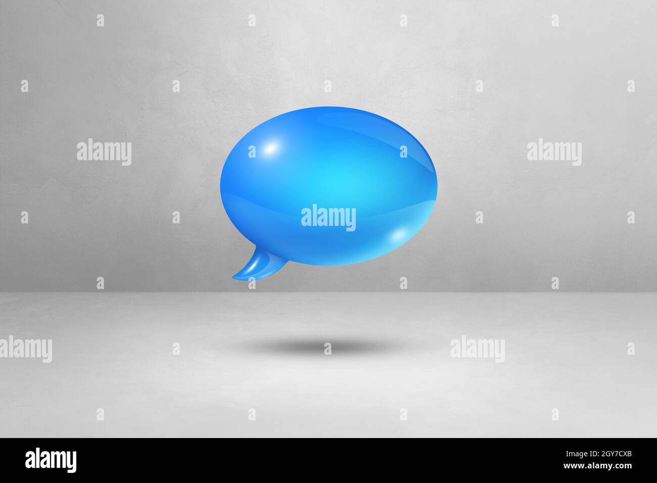 3D blue speech bubble isolated on white background Stock Photo - Alamy