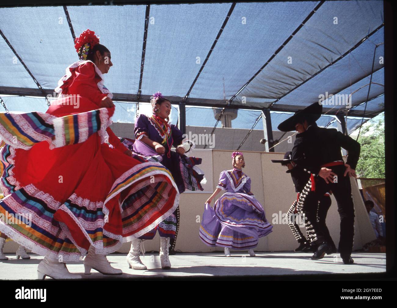 San Antonio Texas USA, circa 1990: Members of a traditional Mexican ...