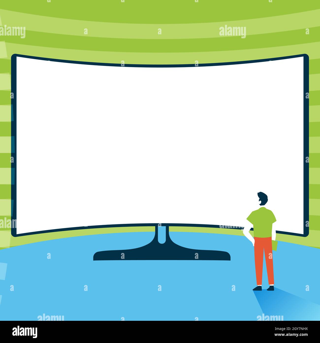 Man Standing Illustration Standing Infront Of Huge Display Screen Stock ...