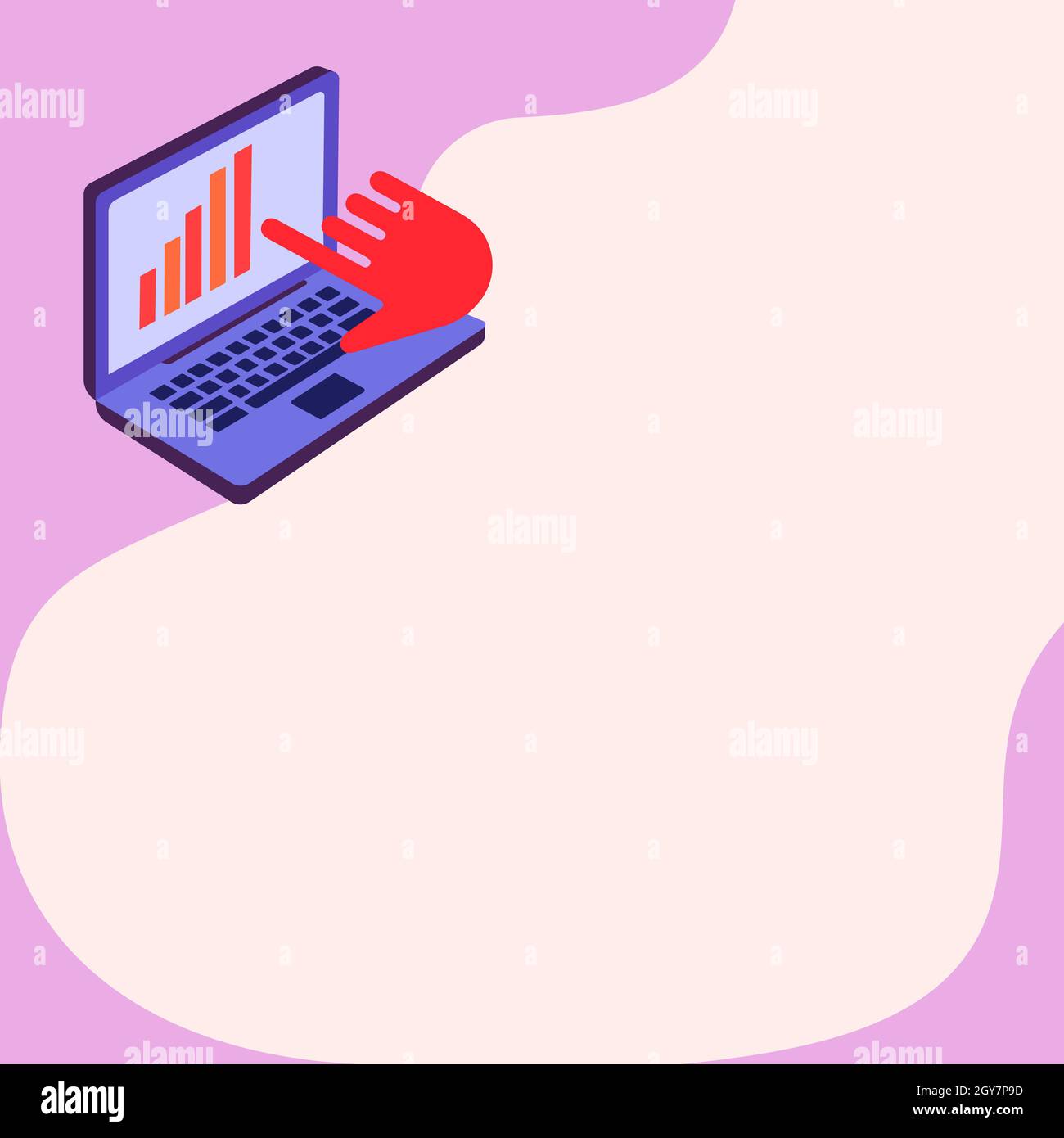 Laptop Drawing Showing Graph Growth Hand Pointing Screen. Stock Photo