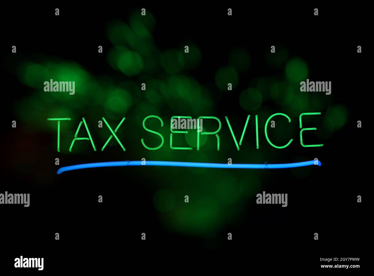 Vintage Tax Service Neon Sign Stock Photo - Alamy