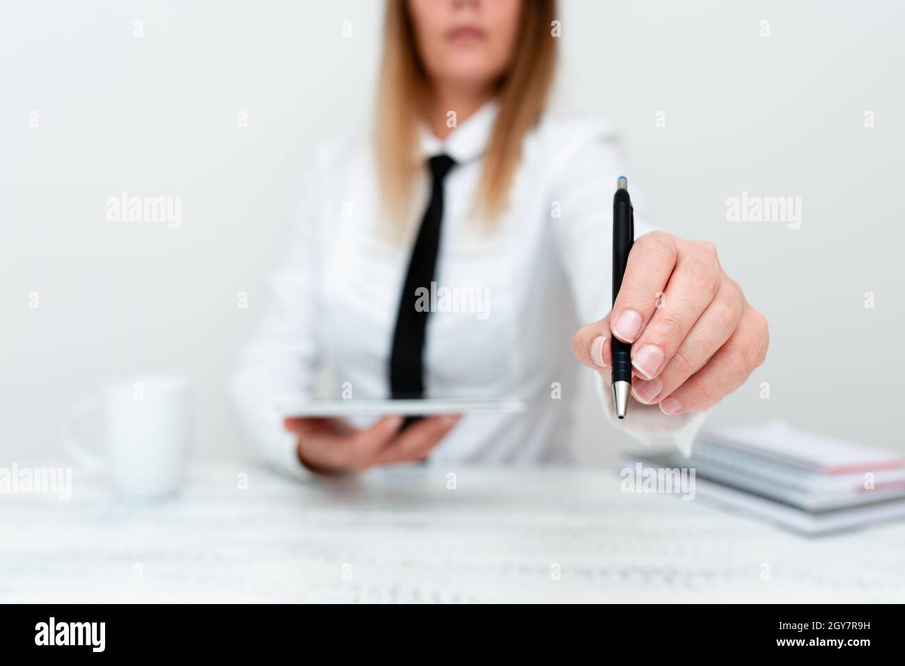 Developer Discussing Gadget Upgrade, Presenting Technical Specs Stock Photo