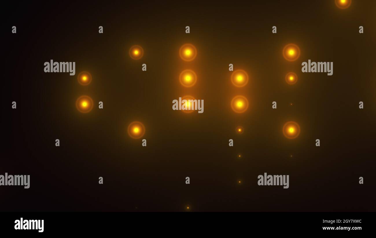 Rows of light bulbs spotlights with random switch on, computer ...