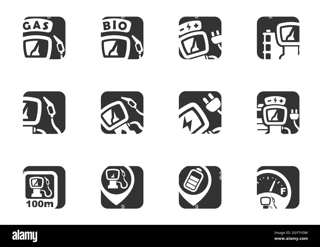 Refueling cars station vector icon set for user interface design Stock ...