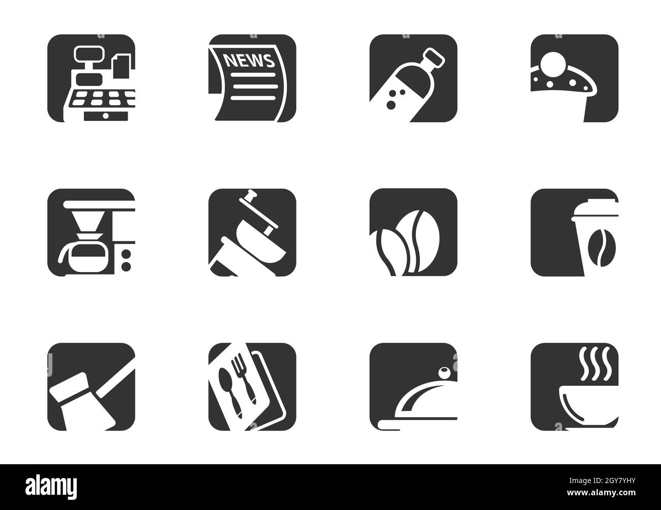 Cafeteria icon set for your design. vector icons Stock Photo - Alamy