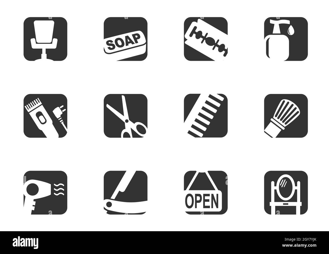 Hairdressing salon icon set for your design. vector icons Stock Photo