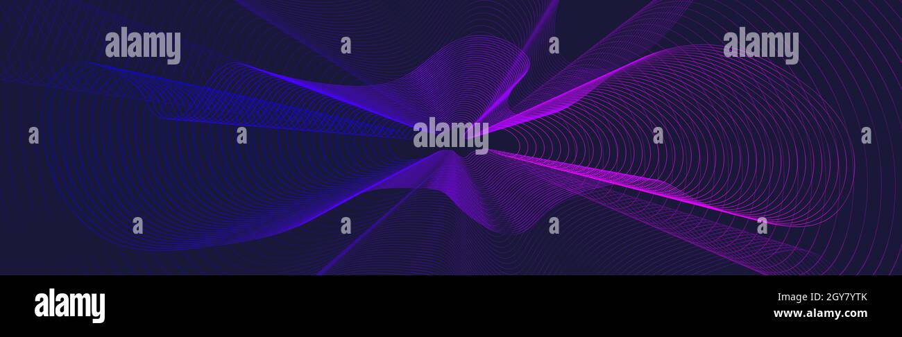 Abstract blue wavy lines on dark blue background - Vector illustration ...