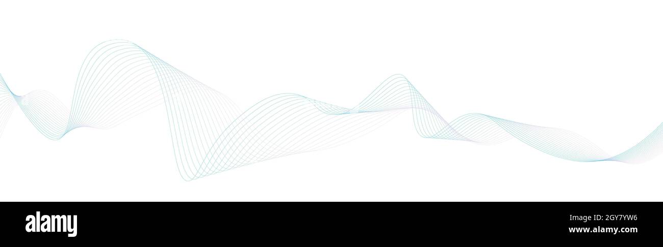 Abstract blue wavy lines on white background - Vector illustration ...