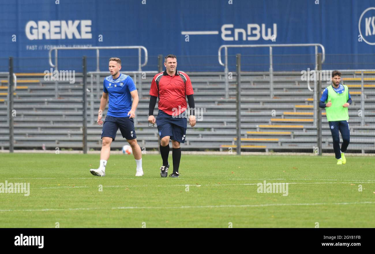 KSC Co-Trainer Zlatan Bajramovic as referee in Karlsruher SC trainingmatch karlsruhe, Wildpark 7. october 2021 Stock Photo