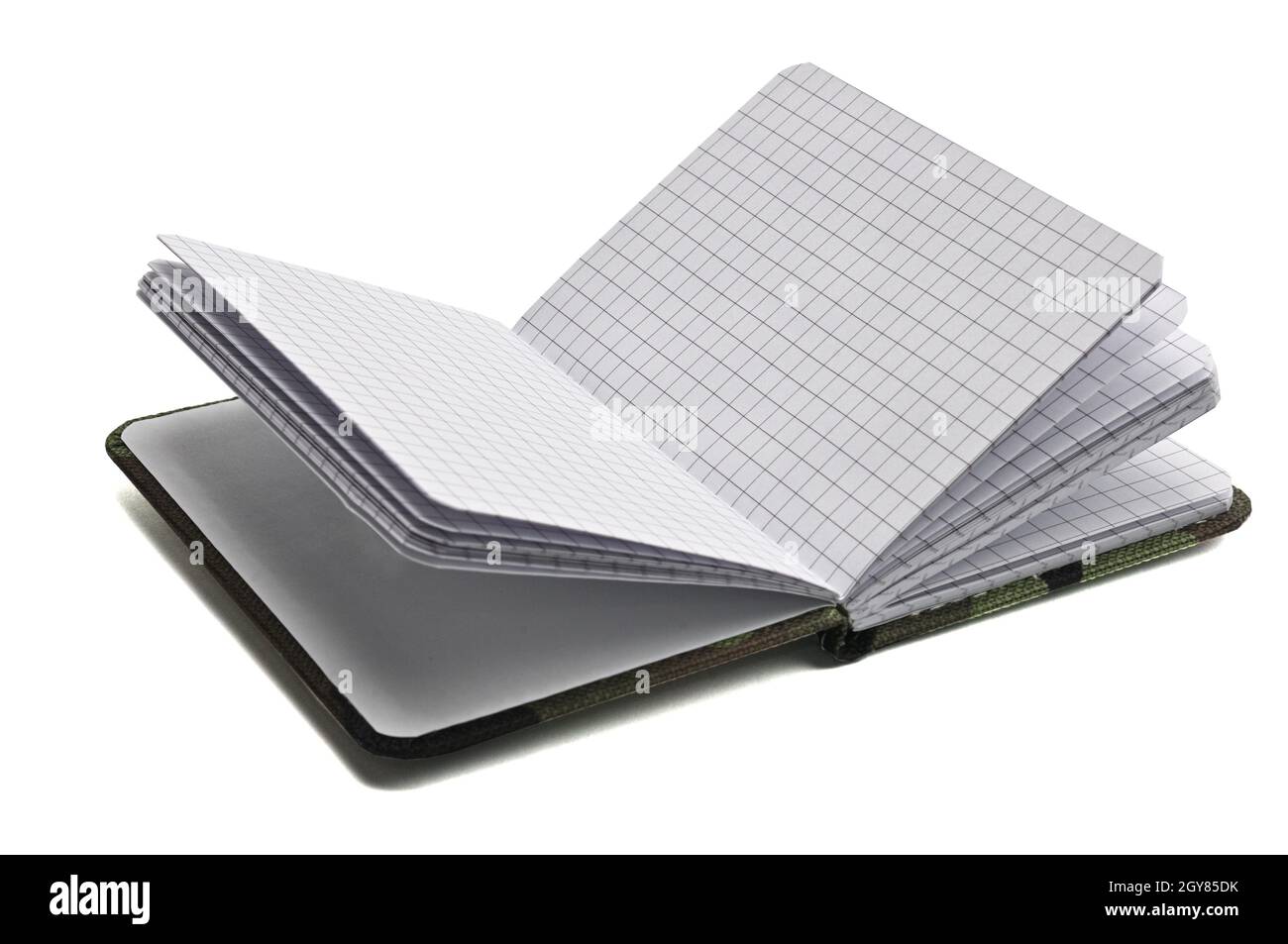Notepad in military design for everyday notes and notes on a white isolated background Stock Photo