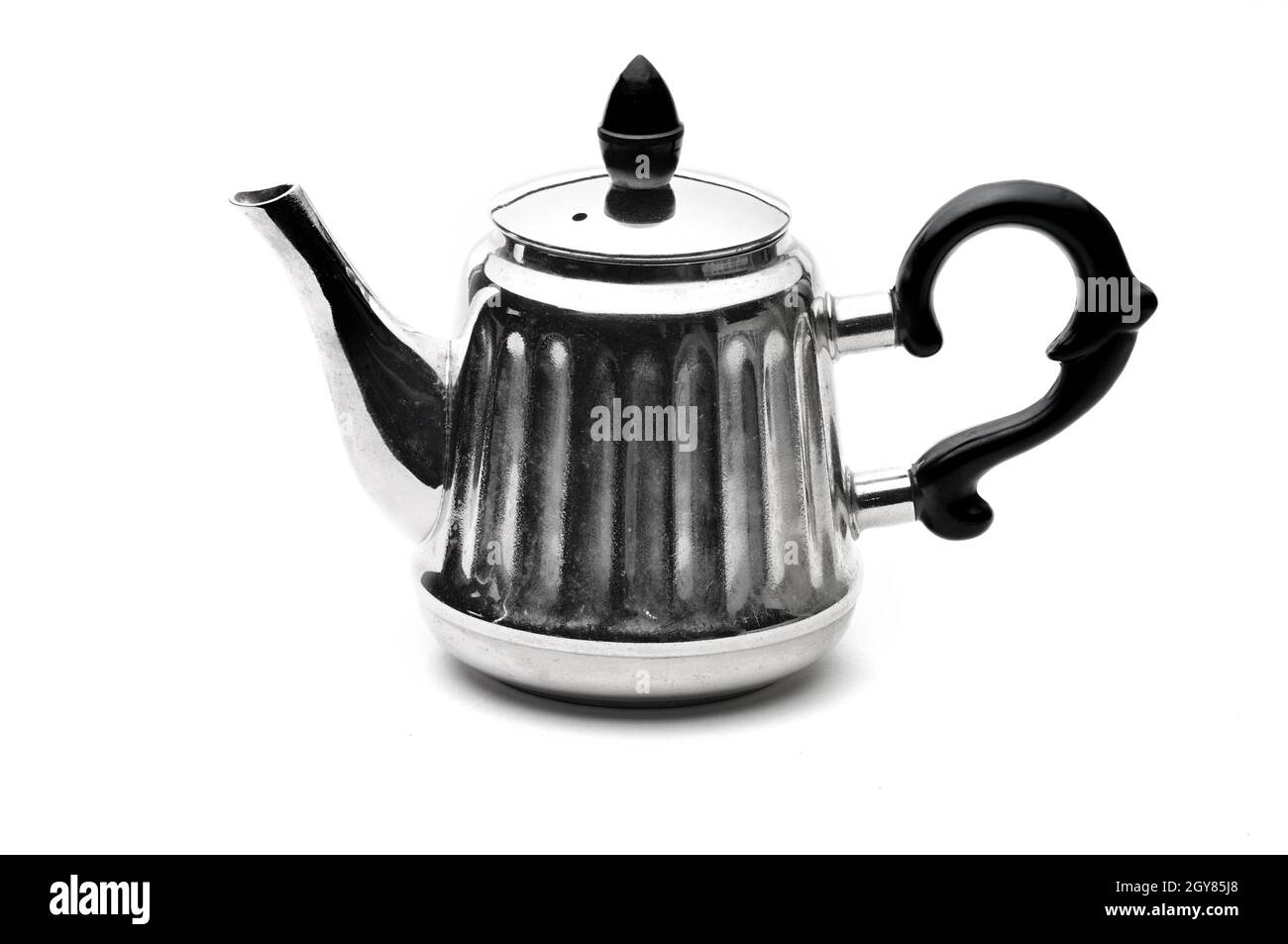 Vintage silver teapot on an isolated white background Stock Photo Alamy