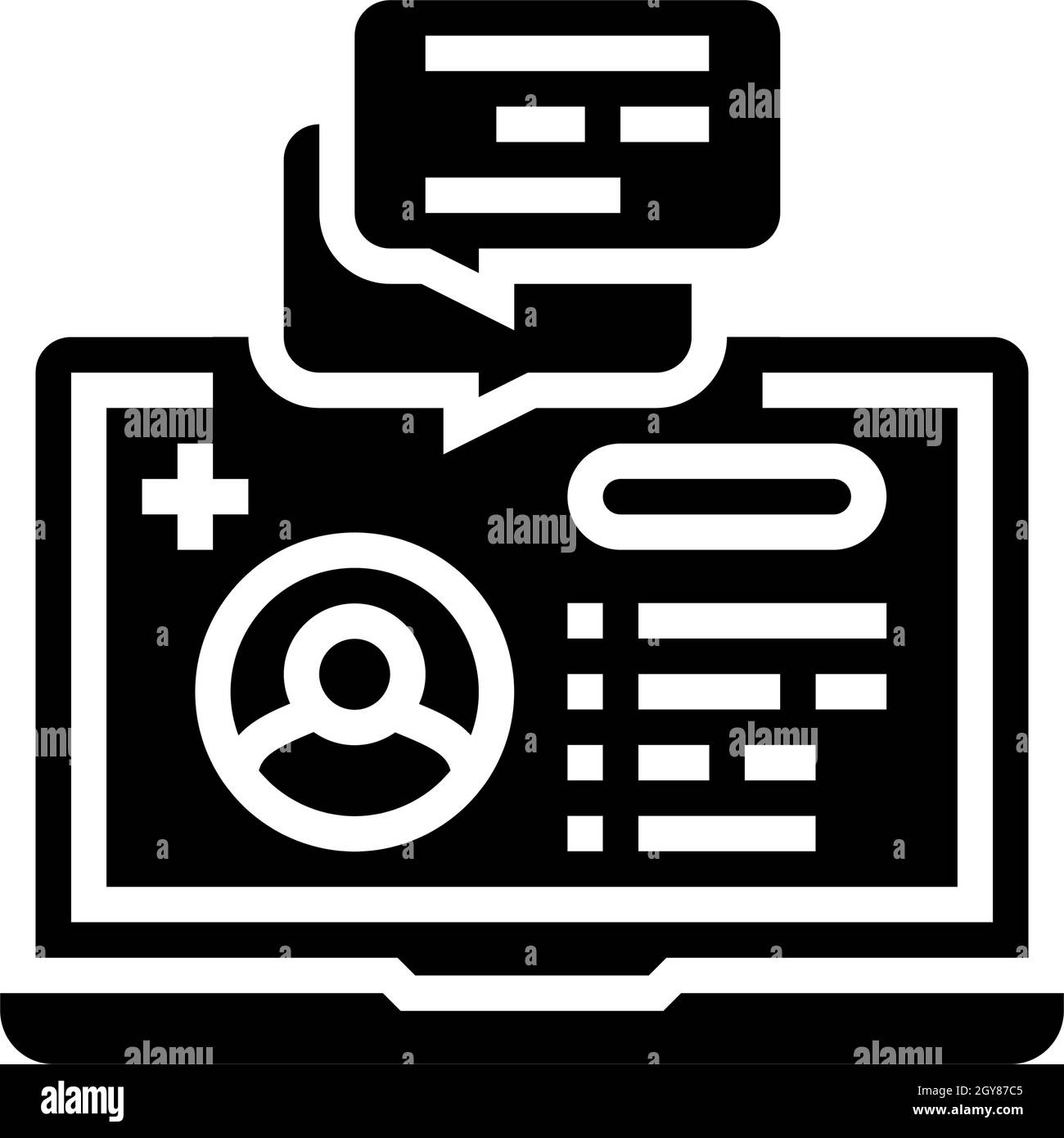 remote consultation glyph icon vector illustration Stock Vector