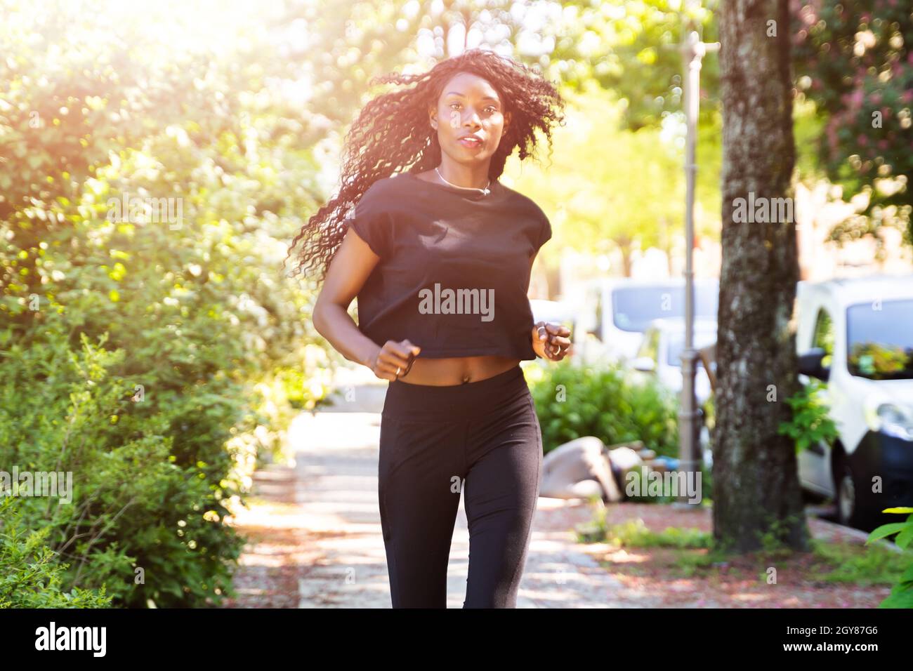 African American Runner Woman Training. Run Exercise Stock Photo - Alamy