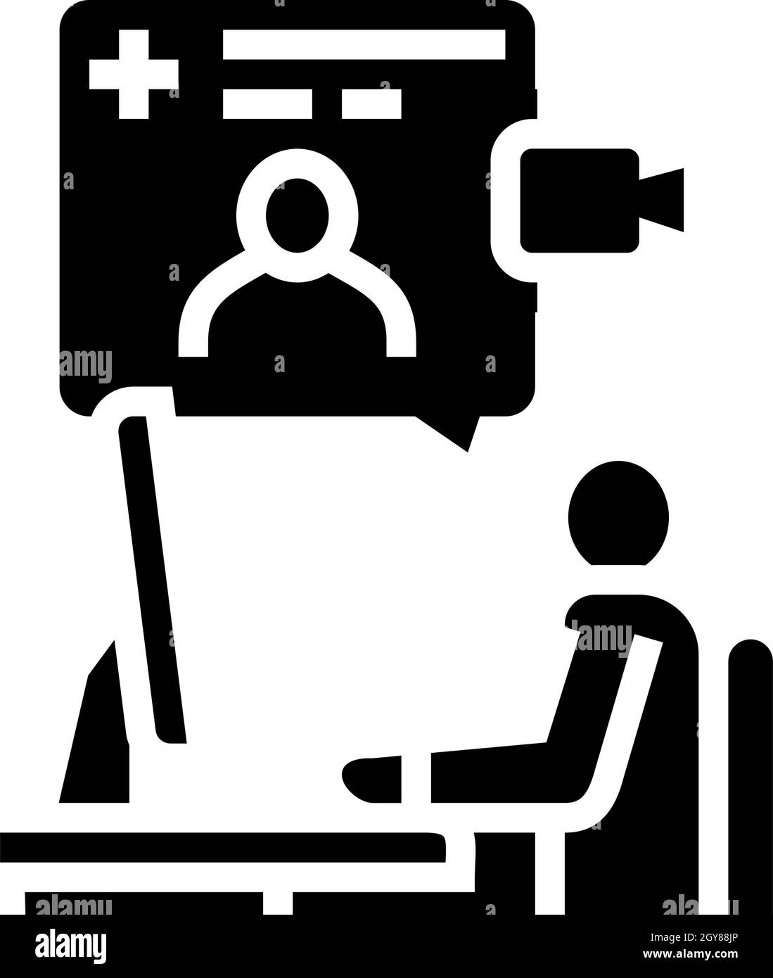 video consultation glyph icon vector illustration Stock Vector