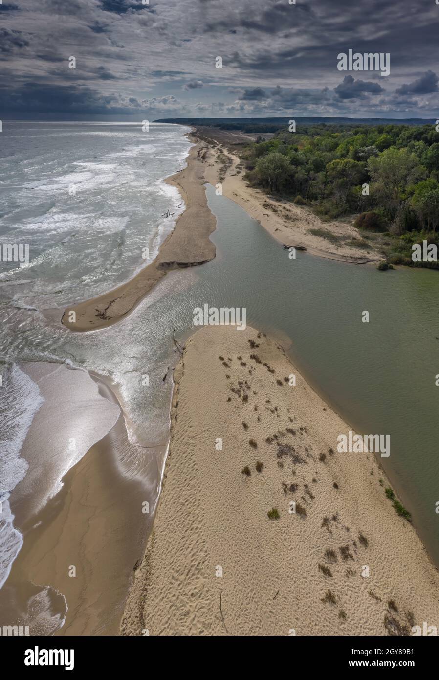 Aerial view to the mouth of the river Stock Photo - Alamy