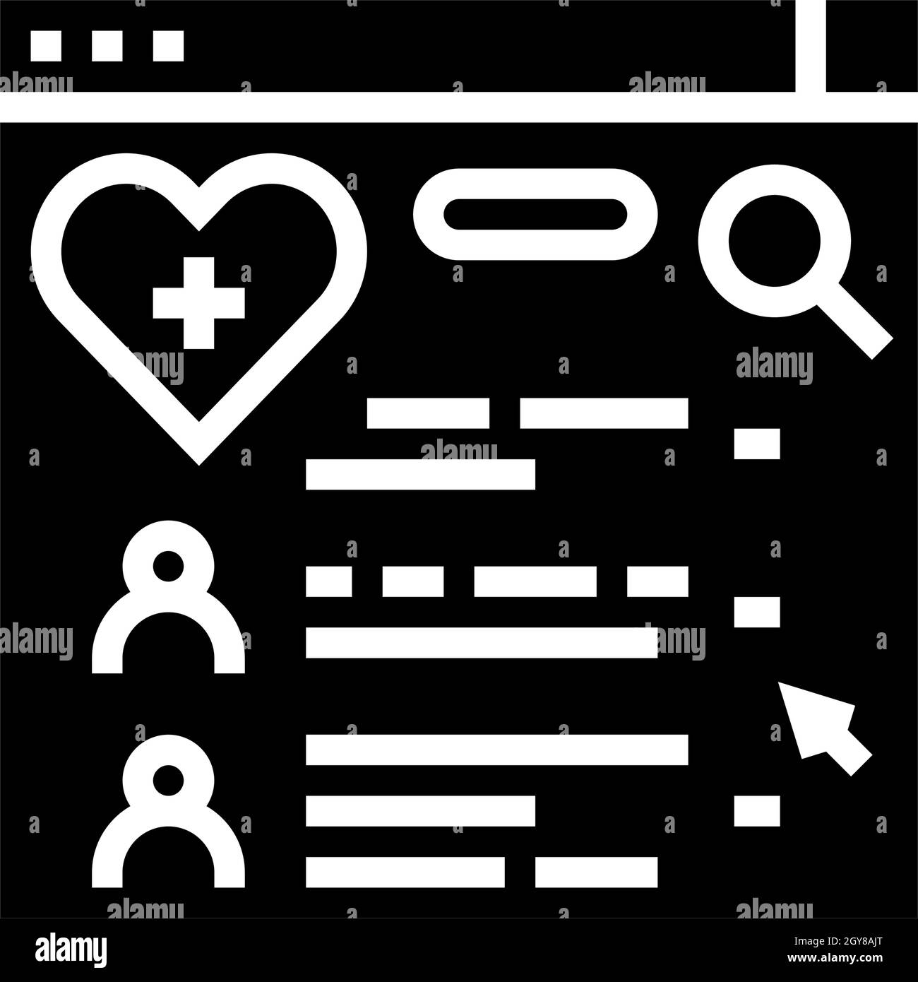 doctor search online web site glyph icon vector illustration Stock Vector