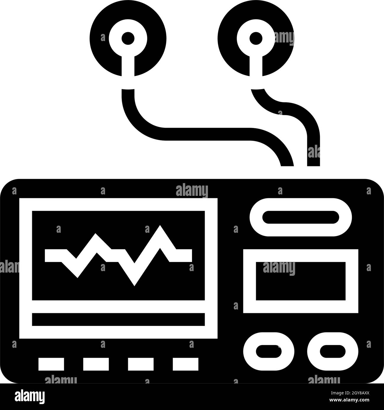 portable electrocardiogram glyph icon vector illustration Stock Vector