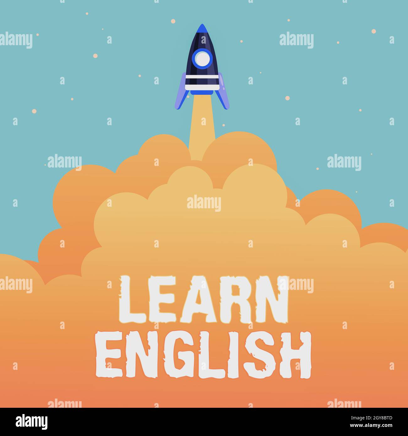 Inspiration showing sign Learn English, Business idea to train writing and speaking, focusing on the global language Abstract Reaching Top Level, Rock Stock Photo